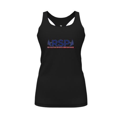 [CUS-DFW-RCBK-PER-BLK-FYS-LOGO1] Racerback Tank Top (Female Youth S, Black, Logo 1)