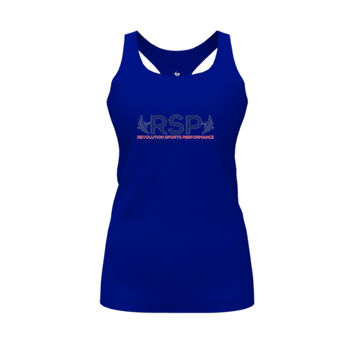 [CUS-DFW-RCBK-PER-RYL-FYS-LOGO1] Racerback Tank Top (Female Youth S, Royal, Logo 1)
