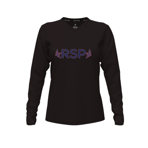 [CUS-DFW-TEES-PER-VNK-LSL-BLK-FYXS-LOGO3] Performance T-Shirt (Female Youth XS, Black, V Neck, Logo 3, Long Sleeve)